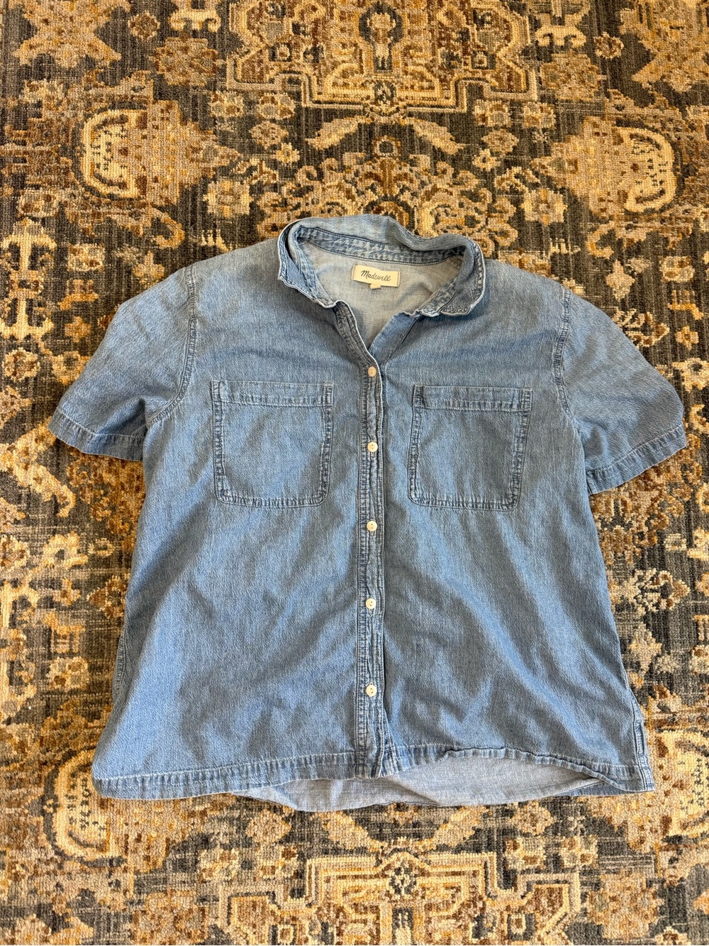 Madewell Light Blue Short-Sleeve Denim Button-Down Shirt